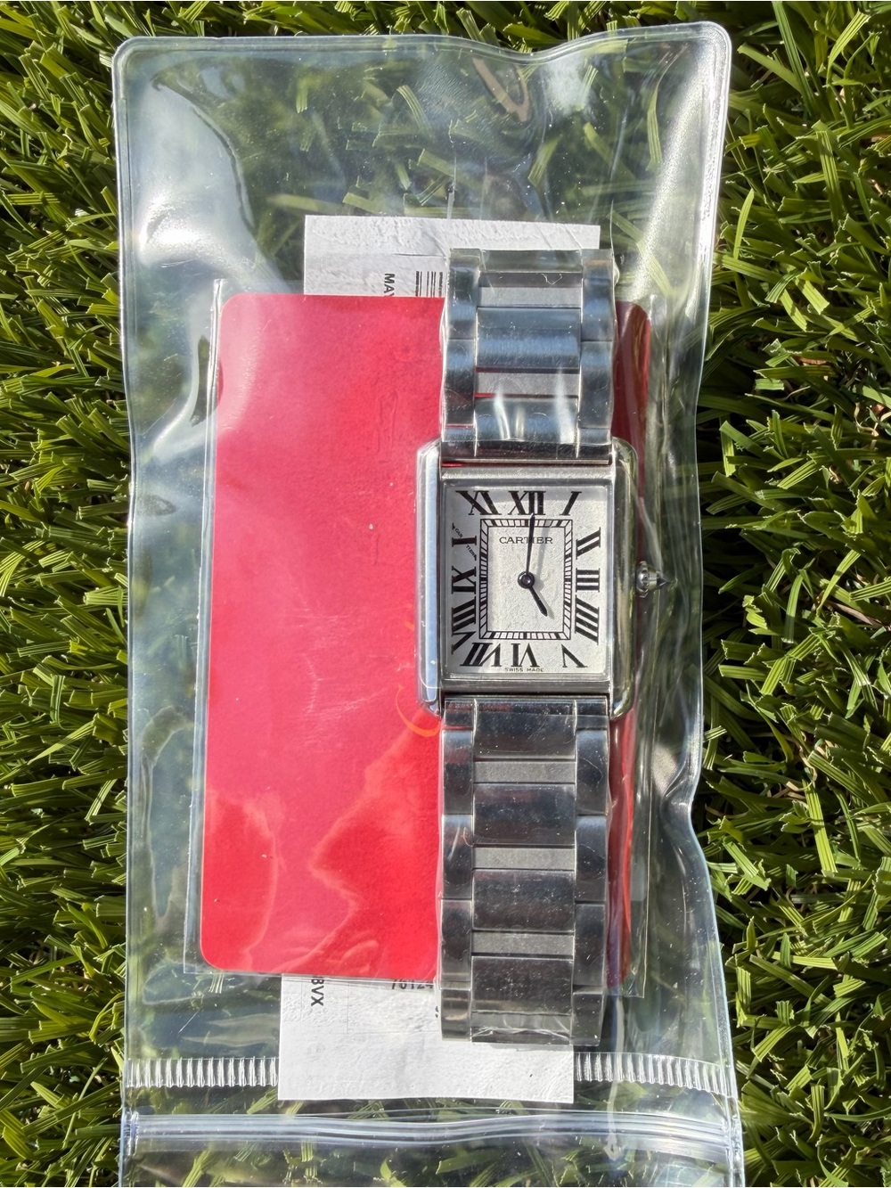 Cartier Tank Stainless Steel Watch with Silver Dial